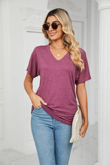 💕Summer Hot Promotion- UP TO 49% OFF🌷V-Neck Solid Color Loose Ladies Tops