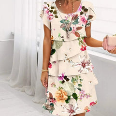 🌸Last Day Special Sale 49% OFF💃Multi-plant Floral Print Cascade Dress