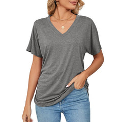 💕Summer Hot Promotion- UP TO 49% OFF🌷V-Neck Solid Color Loose Ladies Tops