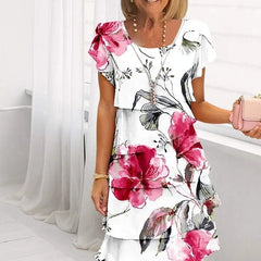 🌸Last Day Special Sale 49% OFF💃Multi-plant Floral Print Cascade Dress