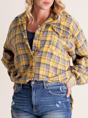 🔥LAST DAY SALE 49% OFF🔥Women's Mineral Washed Button Down Plaid Shirt