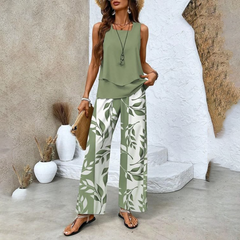 💖Last Day Hot Sale 50% OFF🌺Women’s Trendy Print 2 Piece Outfits Sleeveless Top & Pants