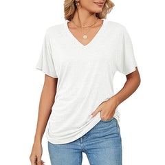 💕Summer Hot Promotion- UP TO 49% OFF🌷V-Neck Solid Color Loose Ladies Tops