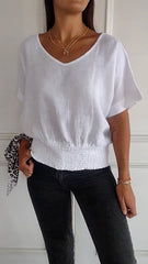 đ„LAST DAY SALE 49% OFFđ„Simple Solid Color V-Neck Half-Sleeve T-Shirtđ