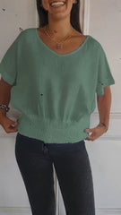 đ„LAST DAY SALE 49% OFFđ„Simple Solid Color V-Neck Half-Sleeve T-Shirtđ