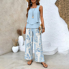 💖Last Day Hot Sale 50% OFF🌺Women’s Trendy Print 2 Piece Outfits Sleeveless Top & Pants