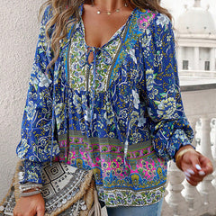 💖LAST DAY SALE 50% OFF💖Women's Fashion Printed v-Neck Long Sleeve Shirt