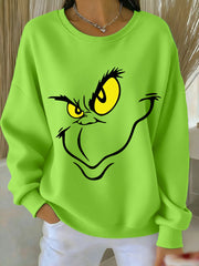 Women's Funny Classic Christmas Cartoon Character Print Casual Sweatshirt