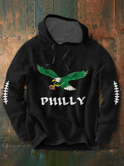 Men's Football Fans Lovers Gameday Casual Waffle Hoodie