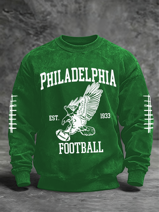 Men's Football Fans Lovers Gameday Casual Crew Neck Sweatshirt