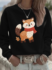 Women's autumn animals print Regular Sweatshirt