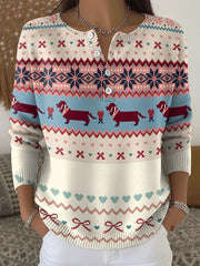 Women's Christmas Dachshunds Print Tops