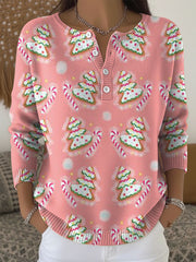 Women's Christmas Trees Print Casual Tops