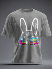 Unisex Bunny Football Music Lover Printed T-shirt