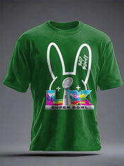 Unisex Bunny Football Music Lover Printed T-shirt