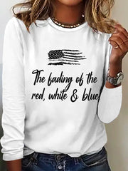 Women's The Fading of the Red White and Blue Printed Casual Long Sleeve Shirt