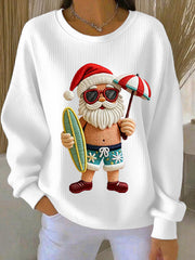 Women's Vintage Holiday Santa Claus Print Casual Sweatshirt