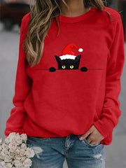 Women's Christmas Cute Cat Print Sweatshirt