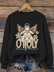 Women's O Holy Night Angel Print Casual Top