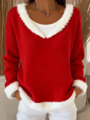 Women's Christmas Inspired Furry Patchwork Top