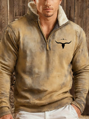 Men's Western-style hoodie with a plush collar