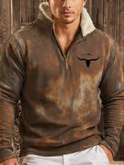 Men's Western-style hoodie with a plush collar
