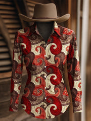 Women's Retro Western Graphic Printed Shirt