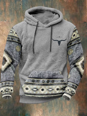Men's Western-style Plush Hooded Sweatshirt