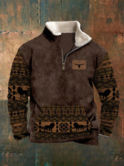 Men's Western-style hoodie with a plush collar