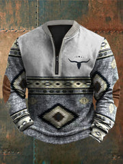 Men's Western-style zip-up hoodie