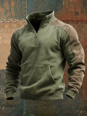 Men's Retro Colorblock Zipper Sweatshirt