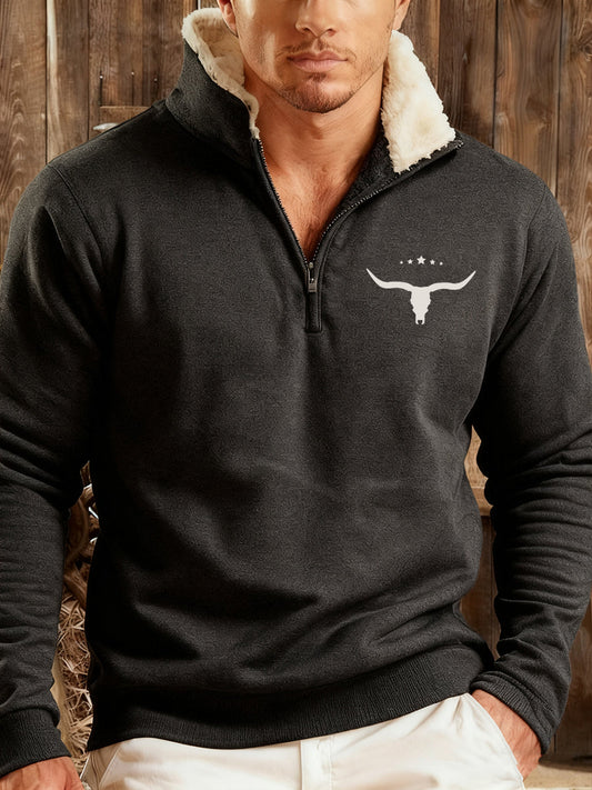 Men's Western-style hoodie with a plush collar