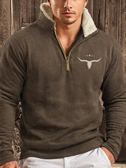 Men's Western-style hoodie with a plush collar