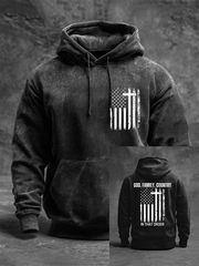 Men's God Family Country In That Order Print Hoodie