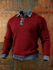Men's Autumn and Winter Denim Collar Top