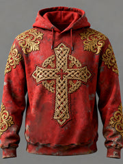 Men's Cross Print Casual Hoodie
