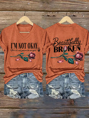 Women's I'm Not Ok But Its All Gonna Be Alright Printed Casual T-shirt