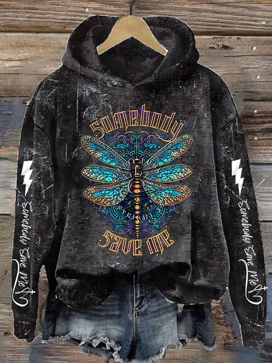 Women's Somebody Save Me Printed Casual Hoodie