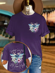 Women's Country Music Somebody Save Me,Me From Myself Print Crew Neck T-Shirt