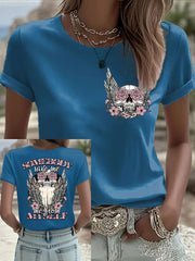 Women's Country Music Print Casual T-shirt