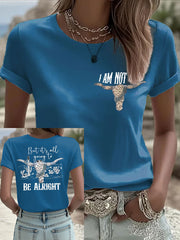 Women's Country Music Print Casual T-shirt