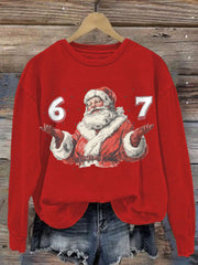 Women's Funny 67 Six Seven Meme Christmas Print Sweatshirt