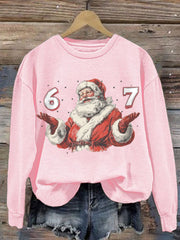 Women's Funny 67 Six Seven Meme Christmas Print Sweatshirt