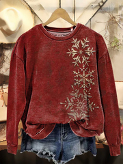 Women's Christmas snowflake print Regular Sweatshirt