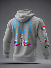 Unisex Bunny Football Music Lover Printed Hoodie