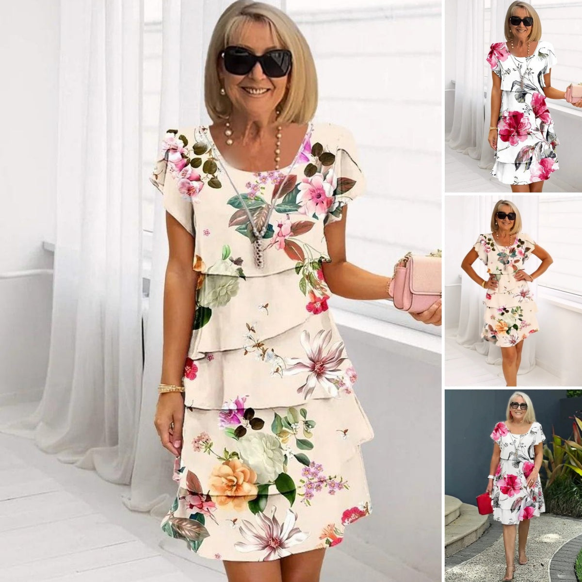 🌸Last Day Special Sale 49% OFF💃Multi-plant Floral Print Cascade Dress
