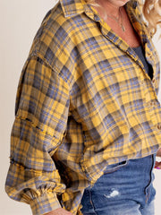 🔥LAST DAY SALE 49% OFF🔥Women's Mineral Washed Button Down Plaid Shirt