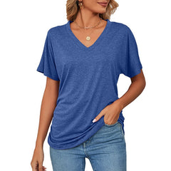💕Summer Hot Promotion- UP TO 49% OFF🌷V-Neck Solid Color Loose Ladies Tops