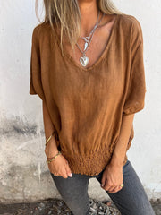 🔥LAST DAY SALE 49% OFF🔥Simple Solid Color V-Neck Half-Sleeve T-Shirt💛