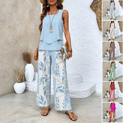 💖Last Day Hot Sale 50% OFF🌺Women’s Trendy Print 2 Piece Outfits Sleeveless Top & Pants